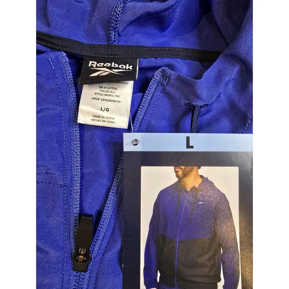 Reebok Men's Color Blocked Design Training Woven Full Zip Jackets Large